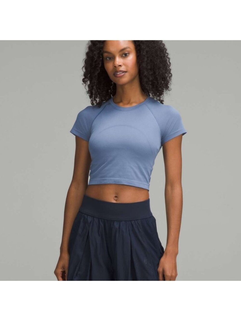 Lululemon Swiftly Tech Cropped Short-Sleeve Shirt 2.0 Oasis Blue / Oasis Blue